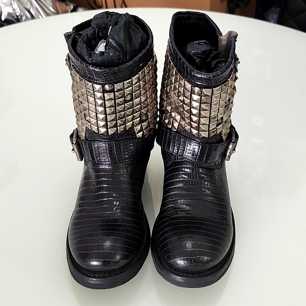 Ash studded reptile texture moto boots - Picture 2 of 8